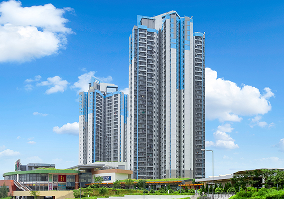 Choi Tak Estate (Choi Shing House and Choi Shun House) and Sau Ming Road Park